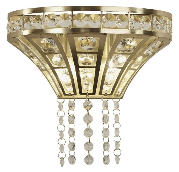 Applique Classica Gemma Acciaio Ottone Cristallo 2 Luci G9