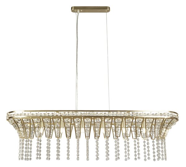 Lampadario Classico Gemma Acciaio Ottone Vetro 8 Luci G9