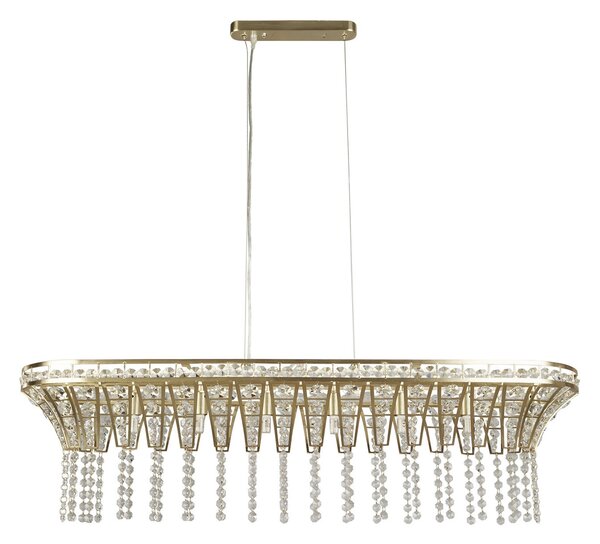 Lampadario Classico Gemma Acciaio Ottone Vetro 8 Luci G9