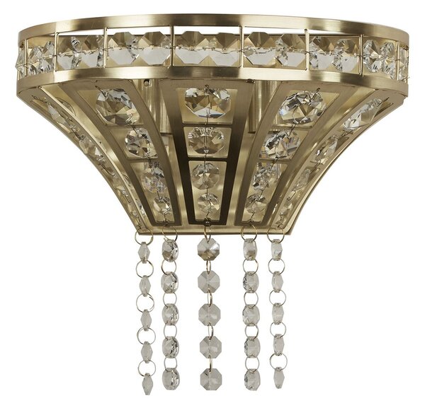 Applique Classica Gemma Acciaio Ottone Cristallo 2 Luci G9