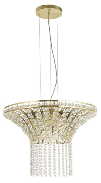 Lampadario Classico Gemma Acciaio Ottone Cristallo 8 Luci G9