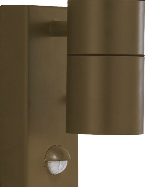 Applique Moderna Metro Acciaio Marrone Vetro 2 Luci Gu10 Con Sesnore