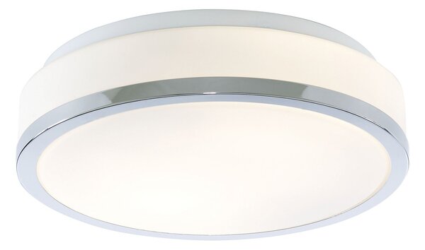 Plafoniera Contemporanea Formaggio Acciaio Cromo Vetro Bianco 1 Luce E27 28Cm
