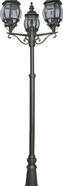 Lampione Da Esterno Rustico-Country Bel Aire Alluminio Nero 3 Luci E27