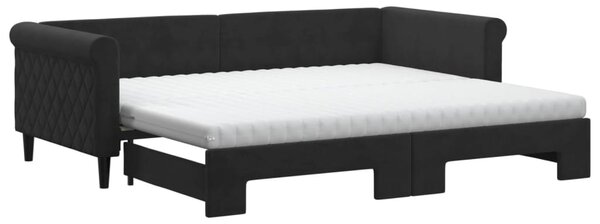 VidaXL Divano letto estraibile con materasso Nero 90x200 cm Velluto