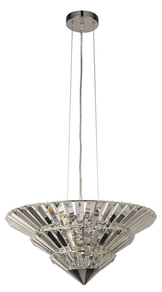 Lampadario Contemporaneo Savana Acciaio Cromo Vetro Trasparente 8 Luci G9