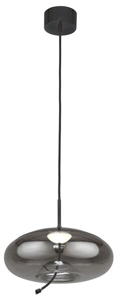 Lampadario Contemporaneo Lisbona Acciaio Cromo Vetro Nero Led 6W 2700K