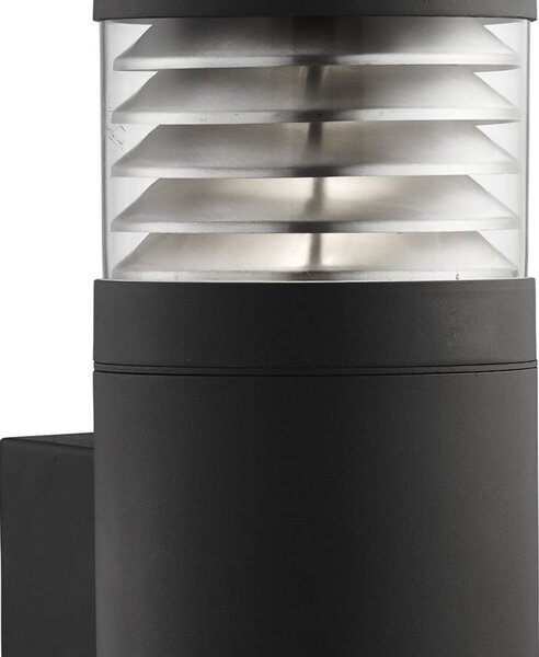 Applique Moderna Bronx Alluminio Nero Vetro Trasparente 1 Luce E27