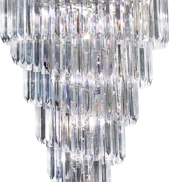 Lampadario Contemporaneo Sigma Acciaio Cromo Policarbonato 9 Luci E14