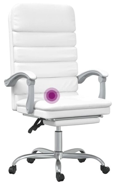 VidaXL Sedia da ufficio con funzione massaggio in Pelle finta bianca