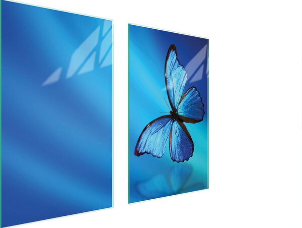 Piastre copri fornelli 2 pezzi 75x52 Copri piano cottura in Vetroceramica tagliere in vetro farfalla blu