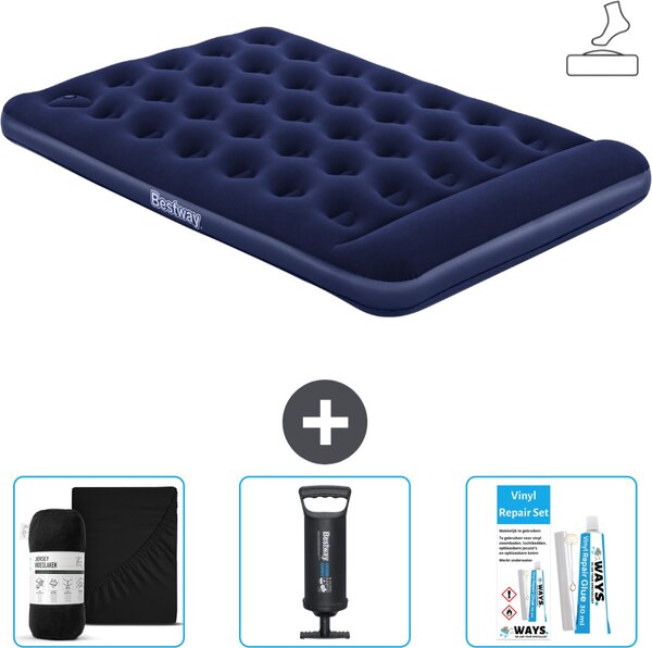 Materasso gonfiabile Bestway - Letto alla francese - 137 x 191 x 28 cm - Blu - Accessori inclusi
