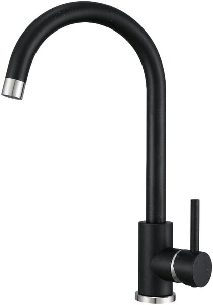 Rubinetto da cucina VBChome nero effetto granito girevole a 360° – Rubinetto monocomando per lavello, rubinetto moderno per lavello