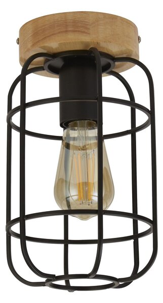 Plafoniera Industrial-Nordico Visione Acciaio Nero Marrone 1 Luce E27
