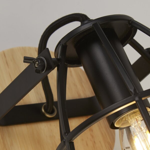 Applique Industrial-Nordico Visione Acciaio Nero Marrone 1 Luce E14