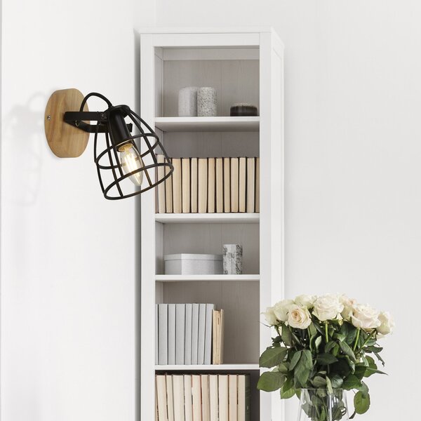 Applique Industrial-Nordico Visione Acciaio Nero Marrone 1 Luce E14