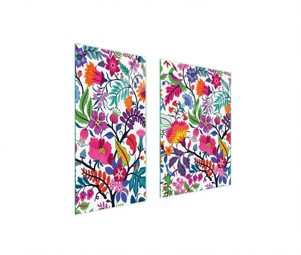 Piastre copri fornelli 2 pezzi 75x52 Copri piano cottura in Vetroceramica tagliere in vetro fiori colorati
