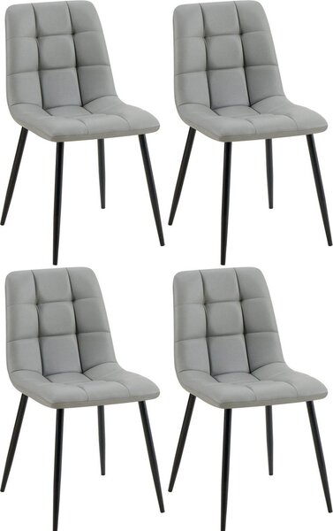 Set di 4 sedie da pranzo - Pelle finta - Design di facile manutenzione | Colore: grigio chiaro