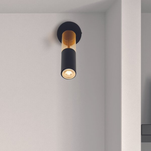 Applique Moderna Merrygold Acciaio Nero Ambra 1 Luce Gu10