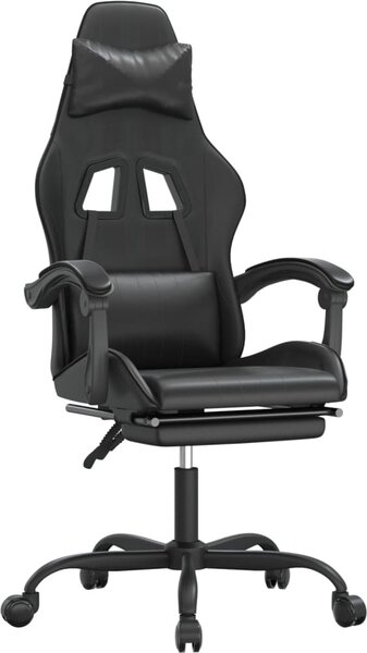 SYFAX™ Sedia da Gaming con Poggiapiedi Nero in Pelle finta