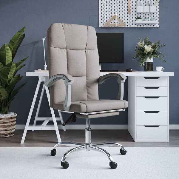 The Living Store Sedia da ufficio con funzione reclinabile Tessuto Taupe