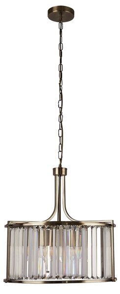 Lampadario Tondo Contemporaneo Victoria Acciaio Adjustable Vetro 5 Luci E27