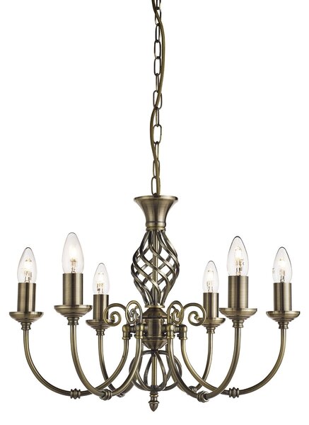 Lampadario Industrial-Nordico Zanzibar Acciaio Ottone 6 Luci E14