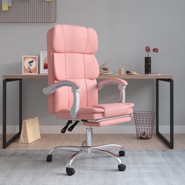 The Living Store Sedia da ufficio reclinabile in Pelle finta rosa