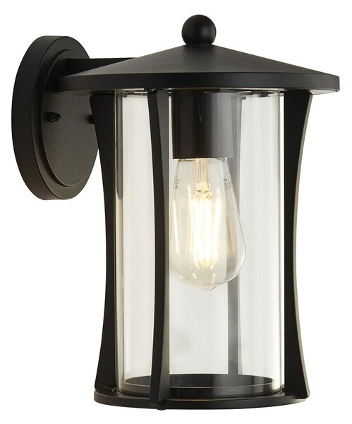 Applique Rustico-Country Pagoda Alluminio Nero Vetro Trasparente 1 Luce E27