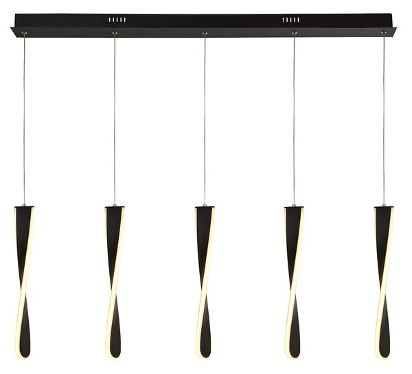 Lampadario Moderno Pagaia Acciaio Cromo Silicone Nero Led 48W 3000K