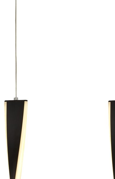 Lampadario Moderno Pagaia Acciaio Cromo Silicone Nero Led 48W 3000K