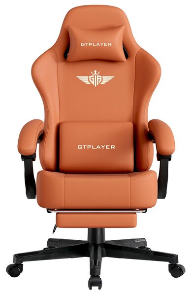 GTPLAYER sedia da gioco Poltrona da gioco ergonomica Sedia da scrivania Sedia da ufficio con superficie in tessuto Cuscino di seduta a molla, braccioli di collegamento, con poggiapiedi