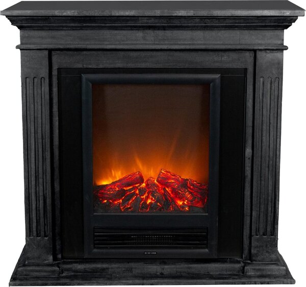 Caminetto elettrico Xaralyn - Cadiz EEL-SBU - pietra naturale nera - 1300 Watt di riscaldamento - con telecomando - caminetto da incasso incluso - caminetto decorativo