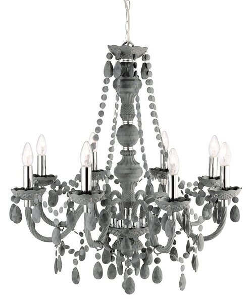 Lampadario Classico Marie Therese Acciaio Cromo Vetro 8 Luci E14