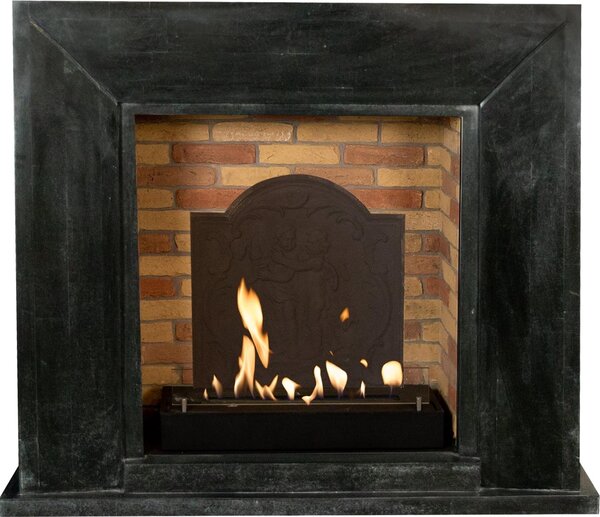 Caminetto a etanolo Xaralyn - Nero BME-SBP - pietra naturale nera levigata - riscaldamento a 3 kW - caminetto da incasso incluso - caminetto decorativo