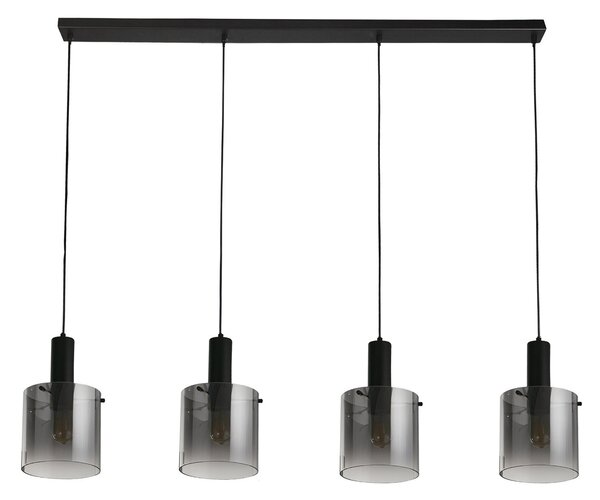 Lampadario Contemporaneo Svezia Acciaio Nero Vetro 4 Luci E27
