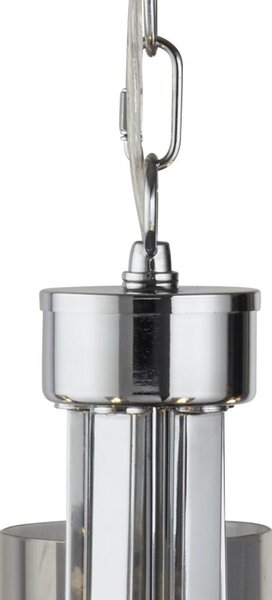 Lampadario Contemporaneo Catalina Acciaio Cromo Vetro Fumè 5 Luci E14