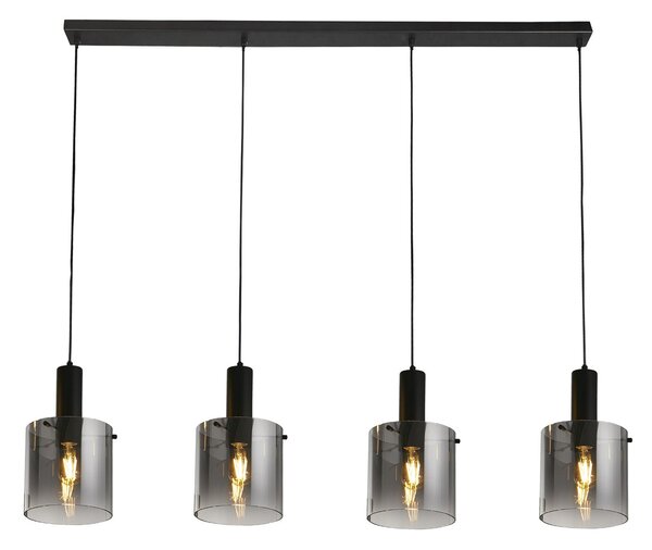 Lampadario Contemporaneo Svezia Acciaio Nero Vetro 4 Luci E27