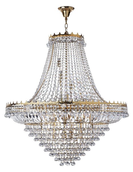 Lampadario Classico Versailles Acciaio Oro Vetro 19 Luci E14