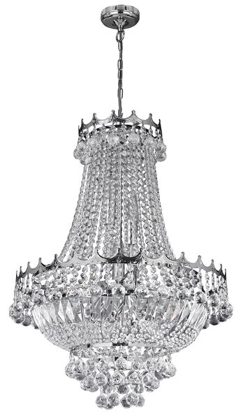 Lampadario Classico Versailles Acciaio Cromo Cristallo 9 Luci E14