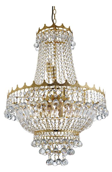 Lampadario Classico Versailles Acciaio Oro Cristallo 9 Luci E14