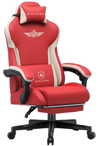 Sedia da gioco GTPLAYER, sedia da gioco ergonomica in pelle artificiale con supporto lombare, sedia per PC con schienale allargato, capacità di carico fino a 150 kg