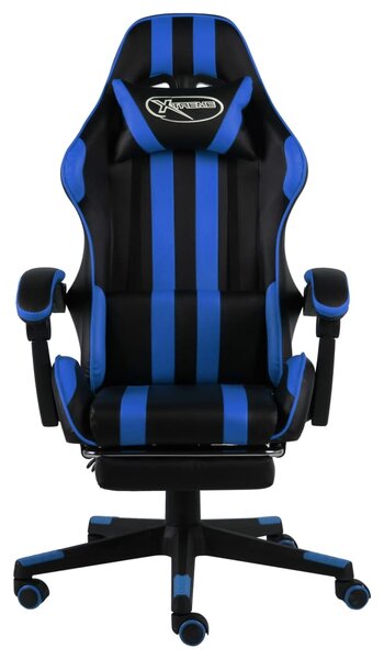 VidaXL Sedia da gioco con poggiapiedi in ecopelle nera e blu