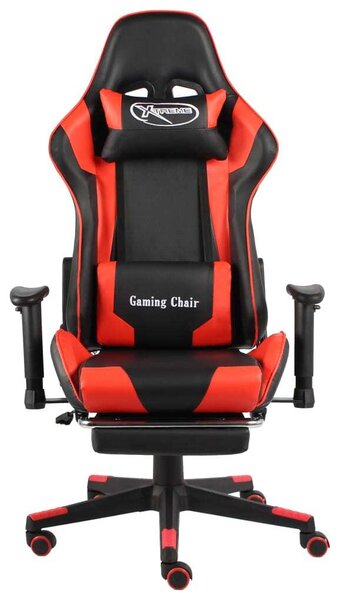 Sedia da gioco con poggiapiedi girevole in PVC rosso