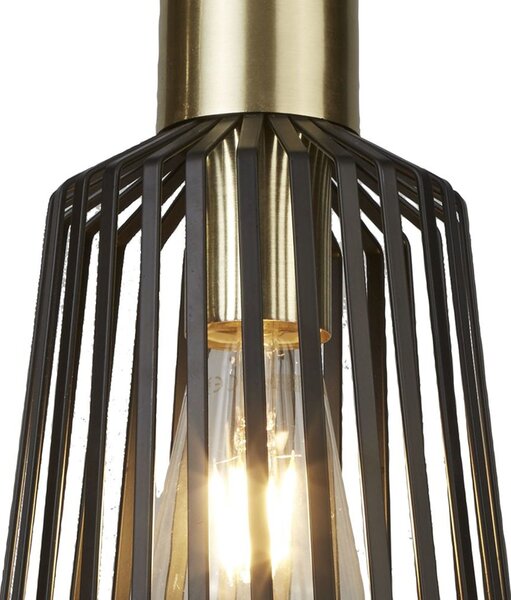 Sospensione Industrial Birg Cage Acciaio Nero Adjustable 1 Luce E27 D16Cm