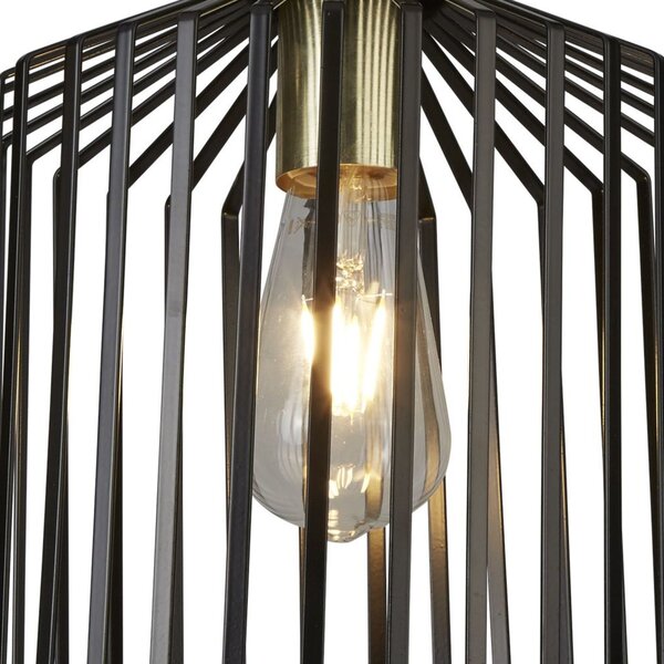Sospensione Industrial Birg Cage Acciaio Nero Adjustable 1 Luce E27 D22Cm