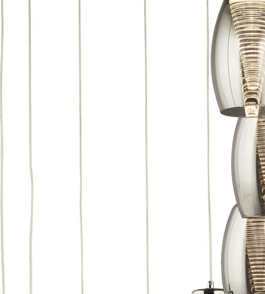 Lampadario Contemporaneo Ciclon Acciaio Cromo Vetro Fumè Led 63W 3000K