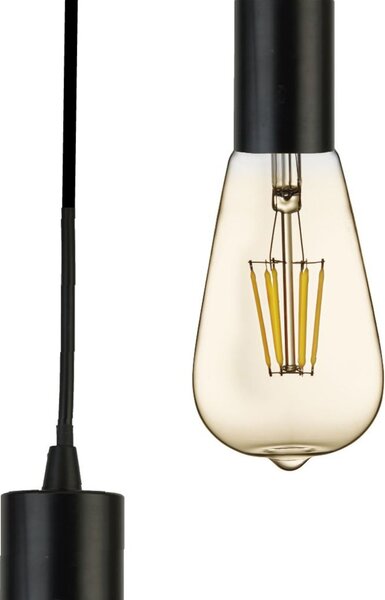 Lampadario Industrial-Nordico Squiggle Acciaio Nero 5 Luci E27