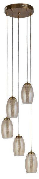 Lampadario Contemporaneo Ciclon Acciaio Bronzo Vetro Led 5,4W 3000K