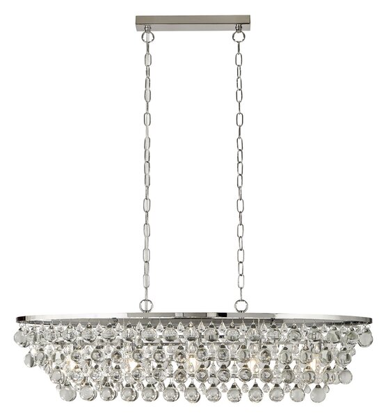 Lampadario Contemporaneo Michelle Acciaio Cromo Vetro 5 Luci E27